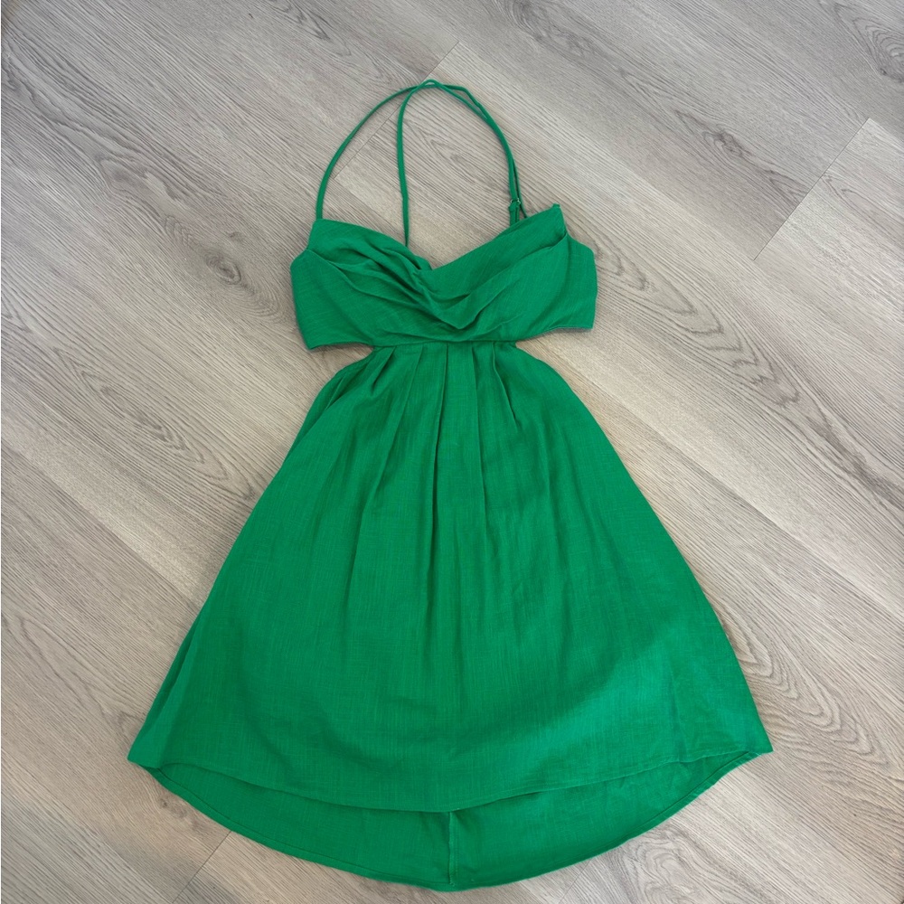 Green Mini Sundress with Twist Bodice